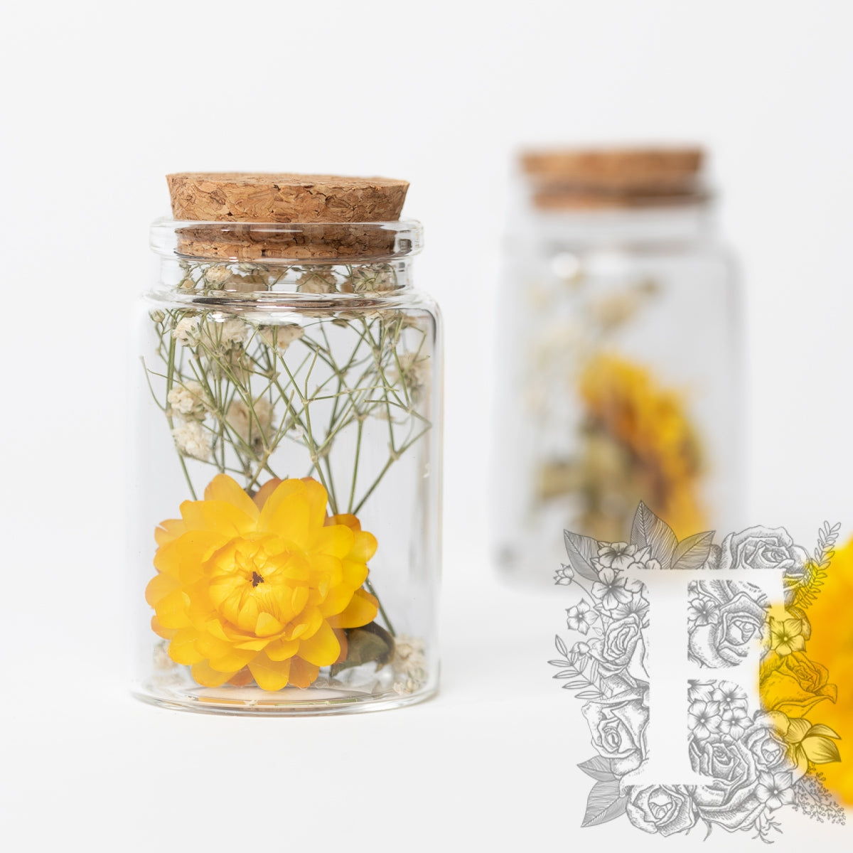 Dried flower - glass vial with cork - Small