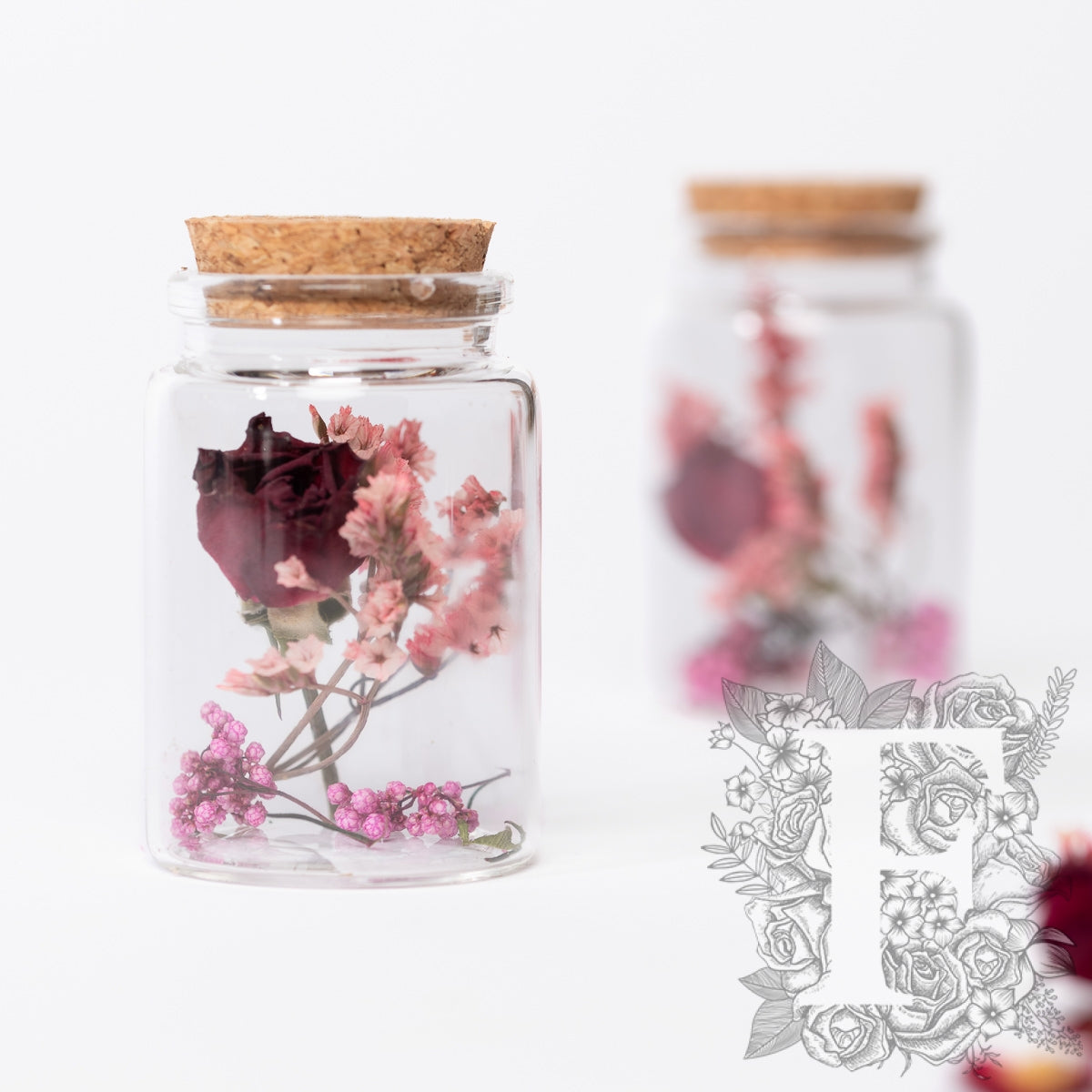 Dried flower - glass vial with cork - Small