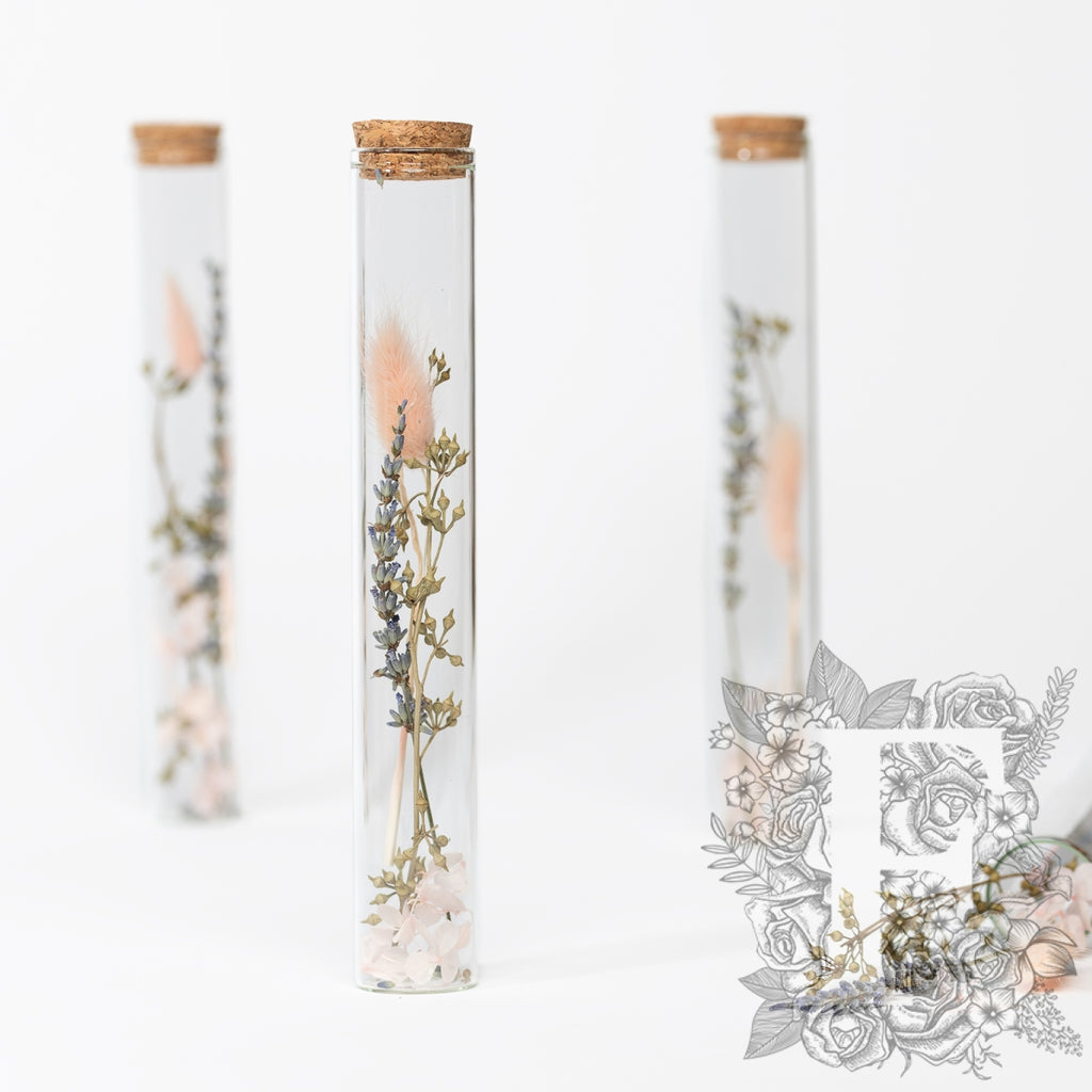 Dried flower - glass vial with cork - Large